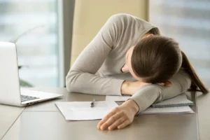 Woman tired and fatigued